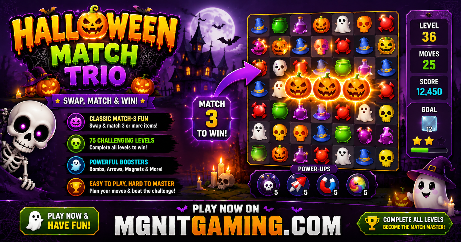 Play Halloween Match Trio Online Free | No Download Required | MGNiT Gaming